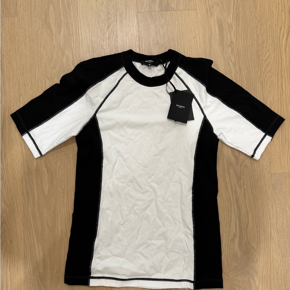 Balmain Black and White Womans Swim Shirt